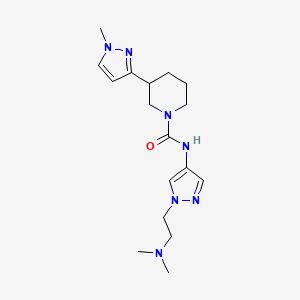 molecular formula C17H27N7O B7394625 N-[1-[2-(dimethylamino)ethyl]pyrazol-4-yl]-3-(1-methylpyrazol-3-yl)piperidine-1-carboxamide 