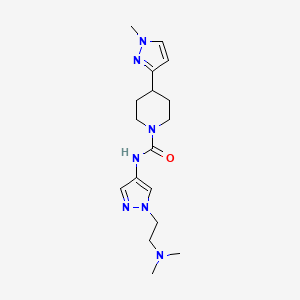 molecular formula C17H27N7O B7394633 N-[1-[2-(dimethylamino)ethyl]pyrazol-4-yl]-4-(1-methylpyrazol-3-yl)piperidine-1-carboxamide 