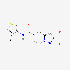 molecular formula C13H13F3N4OS B7394832 N-(4-methylthiophen-3-yl)-2-(trifluoromethyl)-6,7-dihydro-4H-pyrazolo[1,5-a]pyrazine-5-carboxamide 