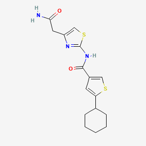 molecular formula C16H19N3O2S2 B7394835 N-[4-(2-amino-2-oxoethyl)-1,3-thiazol-2-yl]-5-cyclohexylthiophene-3-carboxamide 