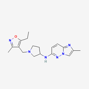 molecular formula C18H24N6O B7394948 N-[1-[(5-ethyl-3-methyl-1,2-oxazol-4-yl)methyl]pyrrolidin-3-yl]-2-methylimidazo[1,2-b]pyridazin-6-amine 