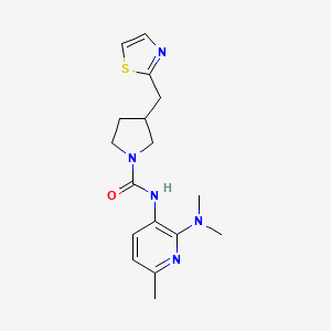 molecular formula C17H23N5OS B7394999 N-[2-(dimethylamino)-6-methylpyridin-3-yl]-3-(1,3-thiazol-2-ylmethyl)pyrrolidine-1-carboxamide 