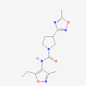 molecular formula C14H19N5O3 B7395005 N-(5-ethyl-3-methyl-1,2-oxazol-4-yl)-3-(5-methyl-1,2,4-oxadiazol-3-yl)pyrrolidine-1-carboxamide 