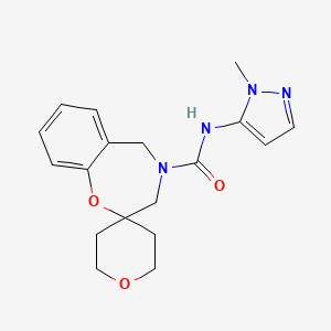 molecular formula C18H22N4O3 B7395251 N-(2-methylpyrazol-3-yl)spiro[3,5-dihydro-1,4-benzoxazepine-2,4'-oxane]-4-carboxamide 