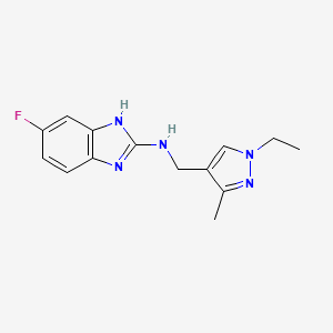 molecular formula C14H16FN5 B7395507 N-[(1-ethyl-3-methylpyrazol-4-yl)methyl]-6-fluoro-1H-benzimidazol-2-amine 