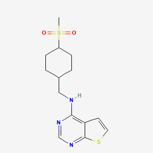 molecular formula C14H19N3O2S2 B7395992 N-[(4-methylsulfonylcyclohexyl)methyl]thieno[2,3-d]pyrimidin-4-amine 