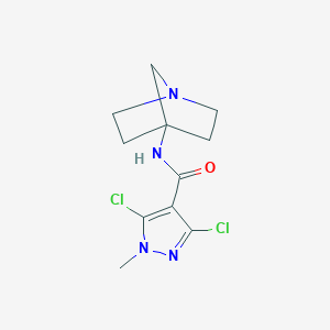 molecular formula C11H14Cl2N4O B7396263 N-(1-azabicyclo[2.2.1]heptan-4-yl)-3,5-dichloro-1-methylpyrazole-4-carboxamide 