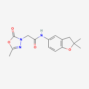 molecular formula C15H17N3O4 B7396279 N-(2,2-dimethyl-3H-1-benzofuran-5-yl)-2-(5-methyl-2-oxo-1,3,4-oxadiazol-3-yl)acetamide 