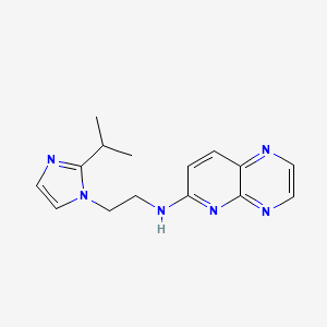 molecular formula C15H18N6 B7396306 N-[2-(2-propan-2-ylimidazol-1-yl)ethyl]pyrido[2,3-b]pyrazin-6-amine 