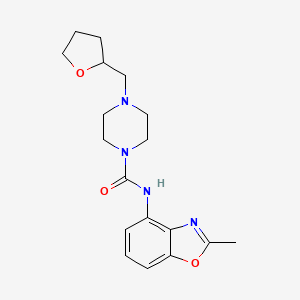 molecular formula C18H24N4O3 B7396341 N-(2-methyl-1,3-benzoxazol-4-yl)-4-(oxolan-2-ylmethyl)piperazine-1-carboxamide 