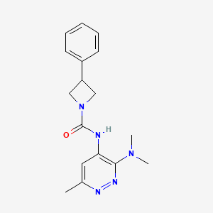 molecular formula C17H21N5O B7396362 N-[3-(dimethylamino)-6-methylpyridazin-4-yl]-3-phenylazetidine-1-carboxamide 