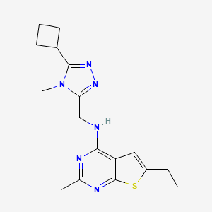 molecular formula C17H22N6S B7396489 N-[(5-cyclobutyl-4-methyl-1,2,4-triazol-3-yl)methyl]-6-ethyl-2-methylthieno[2,3-d]pyrimidin-4-amine 
