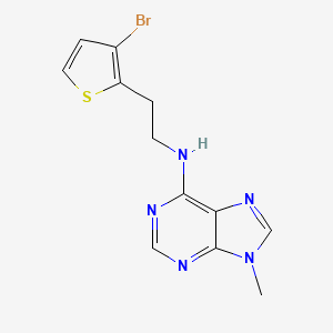 molecular formula C12H12BrN5S B7396846 N-[2-(3-bromothiophen-2-yl)ethyl]-9-methylpurin-6-amine 