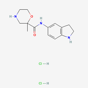 molecular formula C14H21Cl2N3O2 B7397069 N-(2,3-dihydro-1H-indol-5-yl)-2-methylmorpholine-2-carboxamide;dihydrochloride 