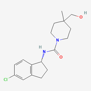 molecular formula C17H23ClN2O2 B7397102 N-[(1R)-5-chloro-2,3-dihydro-1H-inden-1-yl]-4-(hydroxymethyl)-4-methylpiperidine-1-carboxamide 