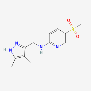 molecular formula C12H16N4O2S B7397191 N-[(4,5-dimethyl-1H-pyrazol-3-yl)methyl]-5-methylsulfonylpyridin-2-amine 