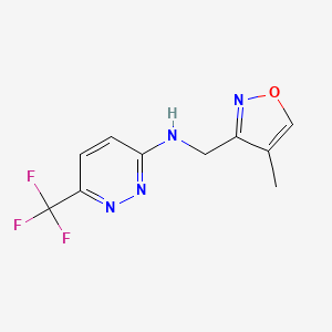 molecular formula C10H9F3N4O B7397328 N-[(4-methyl-1,2-oxazol-3-yl)methyl]-6-(trifluoromethyl)pyridazin-3-amine 