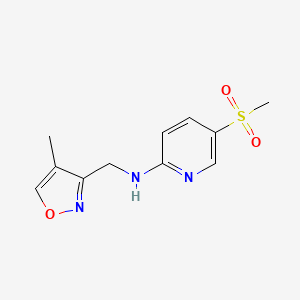 molecular formula C11H13N3O3S B7397343 N-[(4-methyl-1,2-oxazol-3-yl)methyl]-5-methylsulfonylpyridin-2-amine 