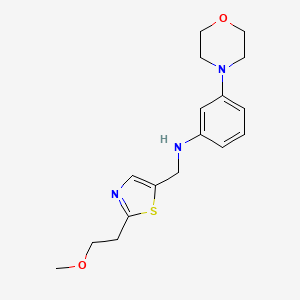 molecular formula C17H23N3O2S B7397375 N-[[2-(2-methoxyethyl)-1,3-thiazol-5-yl]methyl]-3-morpholin-4-ylaniline 