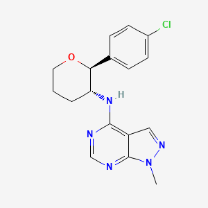 molecular formula C17H18ClN5O B7397438 N-[(2S,3R)-2-(4-chlorophenyl)oxan-3-yl]-1-methylpyrazolo[3,4-d]pyrimidin-4-amine 