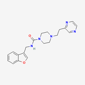 molecular formula C20H23N5O2 B7397493 N-(1-benzofuran-3-ylmethyl)-4-(2-pyrazin-2-ylethyl)piperazine-1-carboxamide 