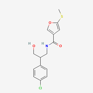 molecular formula C15H16ClNO3S B7397501 N-[2-(4-chlorophenyl)-3-hydroxypropyl]-5-methylsulfanylfuran-3-carboxamide 