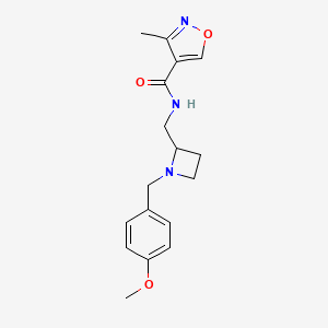 molecular formula C17H21N3O3 B7397509 N-[[1-[(4-methoxyphenyl)methyl]azetidin-2-yl]methyl]-3-methyl-1,2-oxazole-4-carboxamide 