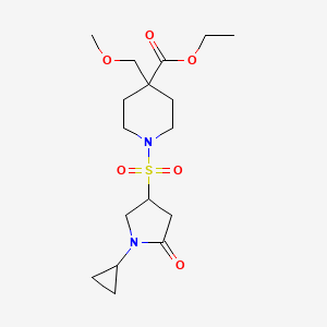 molecular formula C17H28N2O6S B7397523 Ethyl 1-(1-cyclopropyl-5-oxopyrrolidin-3-yl)sulfonyl-4-(methoxymethyl)piperidine-4-carboxylate 