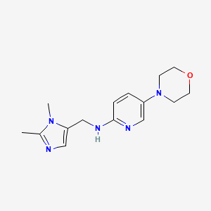 molecular formula C15H21N5O B7397813 N-[(2,3-dimethylimidazol-4-yl)methyl]-5-morpholin-4-ylpyridin-2-amine 