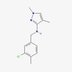 molecular formula C13H16ClN3 B7397868 N-[(3-chloro-4-methylphenyl)methyl]-1,4-dimethylpyrazol-3-amine 