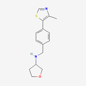 molecular formula C15H18N2OS B7397887 N-[[4-(4-methyl-1,3-thiazol-5-yl)phenyl]methyl]oxolan-3-amine 