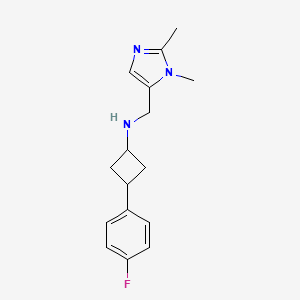 molecular formula C16H20FN3 B7397931 N-[(2,3-dimethylimidazol-4-yl)methyl]-3-(4-fluorophenyl)cyclobutan-1-amine 
