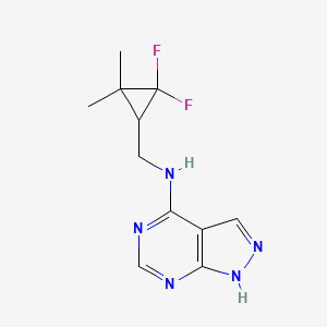 molecular formula C11H13F2N5 B7398437 N-[(2,2-difluoro-3,3-dimethylcyclopropyl)methyl]-1H-pyrazolo[3,4-d]pyrimidin-4-amine 