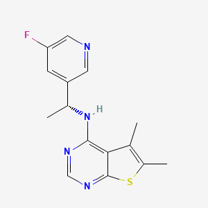 molecular formula C15H15FN4S B7398683 N-[(1R)-1-(5-fluoropyridin-3-yl)ethyl]-5,6-dimethylthieno[2,3-d]pyrimidin-4-amine 