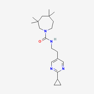molecular formula C20H32N4O B7398692 N-[2-(2-cyclopropylpyrimidin-5-yl)ethyl]-3,3,5,5-tetramethylazepane-1-carboxamide 