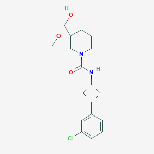molecular formula C18H25ClN2O3 B7398696 N-[3-(3-chlorophenyl)cyclobutyl]-3-(hydroxymethyl)-3-methoxypiperidine-1-carboxamide 