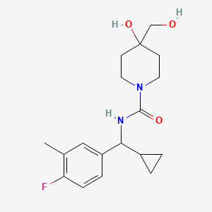 molecular formula C18H25FN2O3 B7398699 N-[cyclopropyl-(4-fluoro-3-methylphenyl)methyl]-4-hydroxy-4-(hydroxymethyl)piperidine-1-carboxamide 