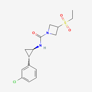 molecular formula C15H19ClN2O3S B7398706 N-[(1R,2S)-2-(3-chlorophenyl)cyclopropyl]-3-ethylsulfonylazetidine-1-carboxamide 