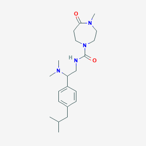 molecular formula C21H34N4O2 B7398772 N-[2-(dimethylamino)-2-[4-(2-methylpropyl)phenyl]ethyl]-4-methyl-5-oxo-1,4-diazepane-1-carboxamide 