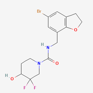 molecular formula C15H17BrF2N2O3 B7398776 N-[(5-bromo-2,3-dihydro-1-benzofuran-7-yl)methyl]-3,3-difluoro-4-hydroxypiperidine-1-carboxamide 