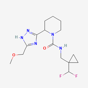 molecular formula C15H23F2N5O2 B7398878 N-[[1-(difluoromethyl)cyclopropyl]methyl]-2-[5-(methoxymethyl)-1H-1,2,4-triazol-3-yl]piperidine-1-carboxamide 