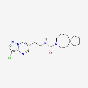 molecular formula C19H26ClN5O B7398881 N-[2-(3-chloropyrazolo[1,5-a]pyrimidin-6-yl)ethyl]-8-azaspiro[4.6]undecane-8-carboxamide 