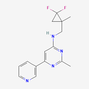 molecular formula C15H16F2N4 B7398887 N-[(2,2-difluoro-1-methylcyclopropyl)methyl]-2-methyl-6-pyridin-3-ylpyrimidin-4-amine 