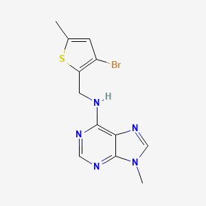 molecular formula C12H12BrN5S B7398890 N-[(3-bromo-5-methylthiophen-2-yl)methyl]-9-methylpurin-6-amine 