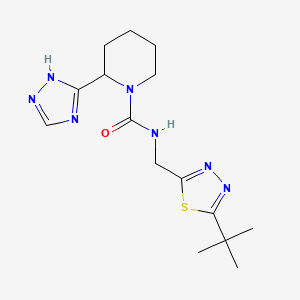 molecular formula C15H23N7OS B7398892 N-[(5-tert-butyl-1,3,4-thiadiazol-2-yl)methyl]-2-(1H-1,2,4-triazol-5-yl)piperidine-1-carboxamide 
