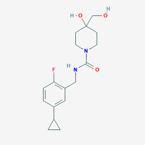 molecular formula C17H23FN2O3 B7398931 N-[(5-cyclopropyl-2-fluorophenyl)methyl]-4-hydroxy-4-(hydroxymethyl)piperidine-1-carboxamide 