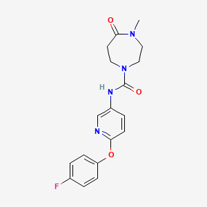 molecular formula C18H19FN4O3 B7398976 N-[6-(4-fluorophenoxy)pyridin-3-yl]-4-methyl-5-oxo-1,4-diazepane-1-carboxamide 