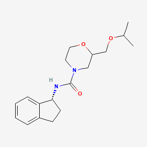 molecular formula C18H26N2O3 B7398987 N-[(1R)-2,3-dihydro-1H-inden-1-yl]-2-(propan-2-yloxymethyl)morpholine-4-carboxamide 