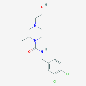 molecular formula C15H21Cl2N3O2 B7399016 N-[(3,4-dichlorophenyl)methyl]-4-(2-hydroxyethyl)-2-methylpiperazine-1-carboxamide 