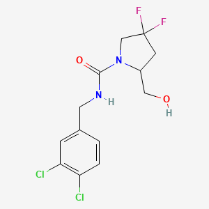 molecular formula C13H14Cl2F2N2O2 B7399020 N-[(3,4-dichlorophenyl)methyl]-4,4-difluoro-2-(hydroxymethyl)pyrrolidine-1-carboxamide 